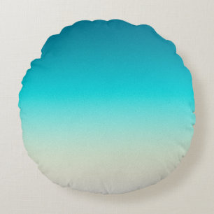 Blue to Aqua Gradient Modern Ombre Athlet Round Pillow