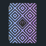 Blue To Pink Glitter Geometric Background iPad Mini Cover<br><div class="desc">Elegant modern black geometric seamless pattern over glitter gradient from blue to pink. Custom and optional monogram with black square.</div>