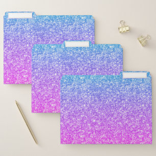 Blue To Pink Gradient Modern Faux Glitter File Folder