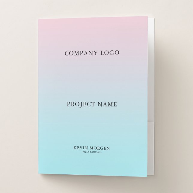 Blue to pink ombre pocket folder (Front)