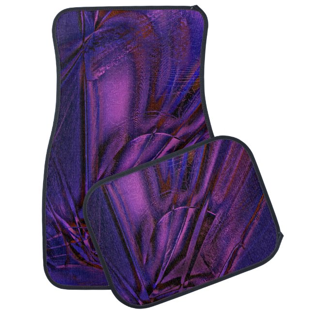 Blue to purple faded texture and digital scratches car floor mat (Set)
