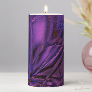 Blue to purple faded texture and digital scratches pillar candle