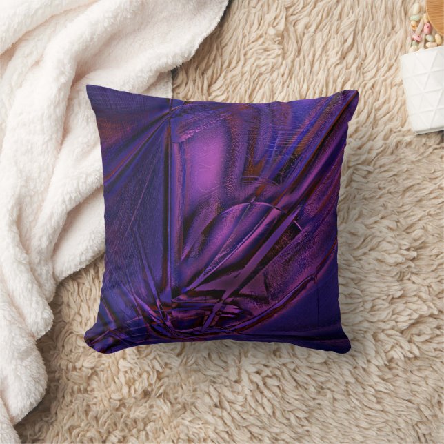 Blue to purple faded texture and digital scratches throw pillow (Blanket)