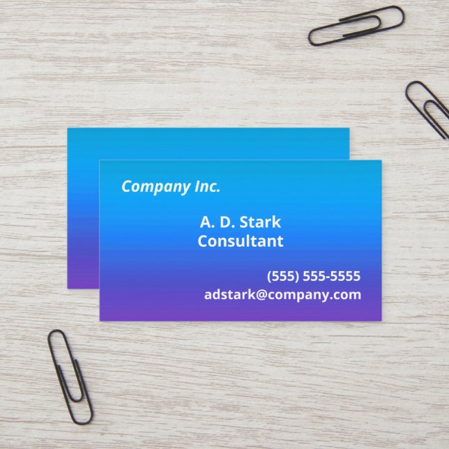 Blue to Purple Gradient Business Cards (Front/Back In Situ)