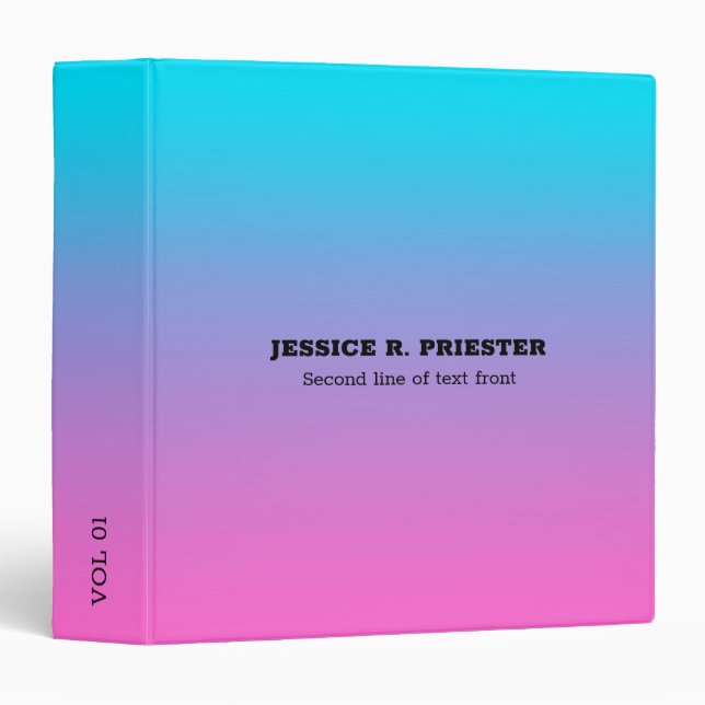 Blue to purple ombre background 3 ring binder (Front/Spine)