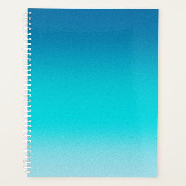 Blue to Teal Gradient Spiral Notebook Minimalist  (Front)