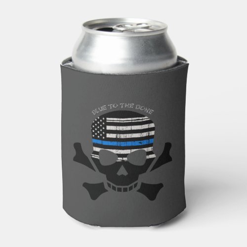 Blue to the Bone black Can Cooler