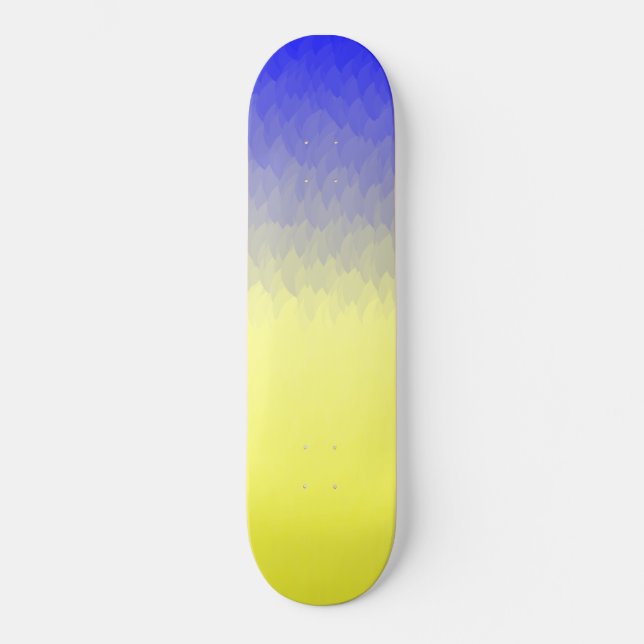 Blue to Yellow Ombre Flame Skateboard Deck (Front)