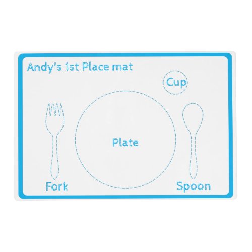 Blue Toddler Place Setting Guide Placemat