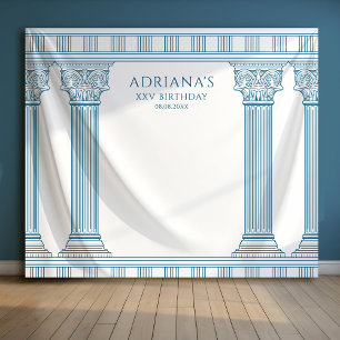 Blue Toga Party columns photo backdrop