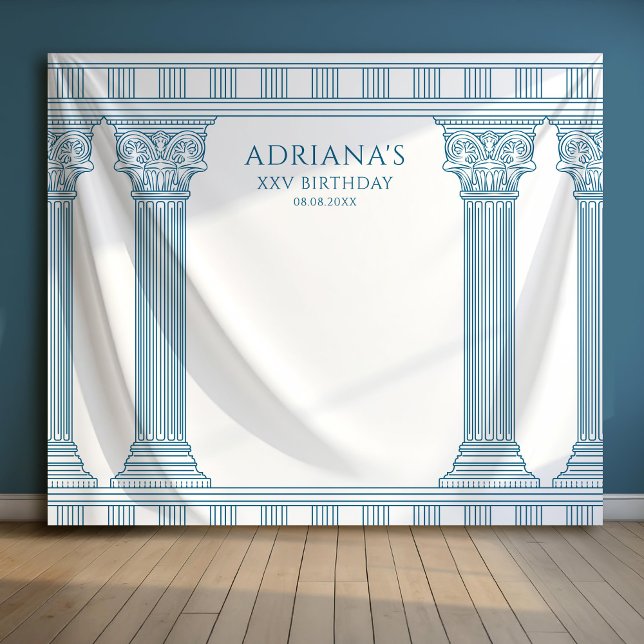 Blue Toga Party columns photo backdrop (Creator Uploaded)