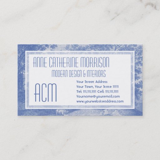 Customizable Blue Toil de Jouy French Country Shabby Elegance Business Card