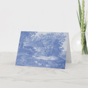 Blue Toil de Jouy French Country Shabby Elegance Card