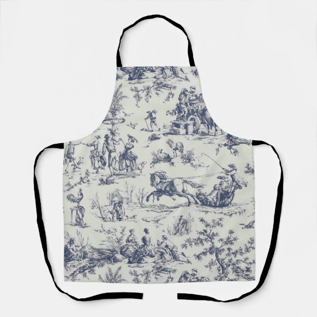 Blue Toile Apron (Front)