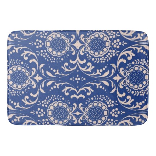 Blue Toile Bathroom Rug! Bath Mat