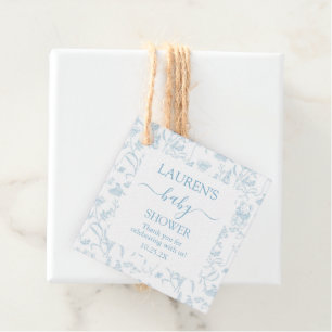 Blue Toile Bear Baby Shower Boy Favor Tags