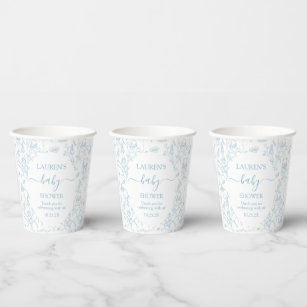 Blue Toile Bear Baby Shower Boy Paper Cups