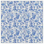 Blue Toile Blooming Vine Pattern Fabric