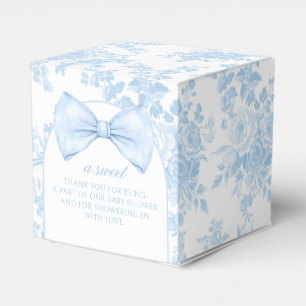 Blue Toile Bow Tie Baby Boy Shower Gift Favor Box