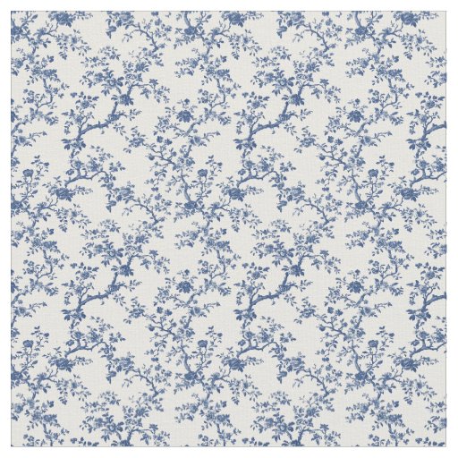 Blue Toile Branch Motif Fabric