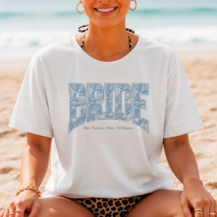 Blue Toile BRIDE Engagement Shower Bach Party T-Shirt