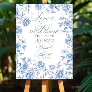 Blue Toile Chinoiserie Bridal Shower Welcome Sign