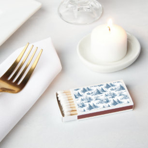 Blue Toile Christmas Pattern Matchboxes