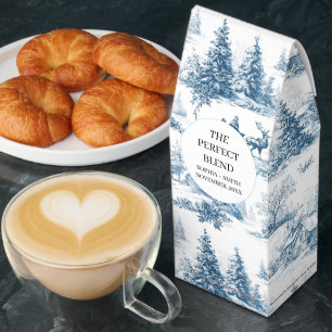 Blue Toile Christmas Pattern Roasted Coffee