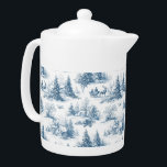 Blue Toile Christmas Pattern Teapot<br><div class="desc">Add classic charm to your holidays with Blue Toile Christmas patterns. Find inspiration for decor, gifts, and more in our festive collection!</div>