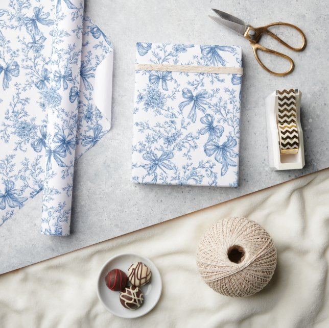 Blue Toile Coquette Pattern  Wrapping Paper (Crafts)