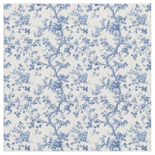 Blue Toile Curving Branches Fabric