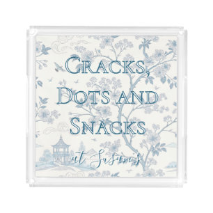Blue Toile Custom Mahjong Personalized Acrylic Tray