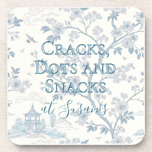 Blue Toile Custom Mahjong Personalized Beverage Coaster