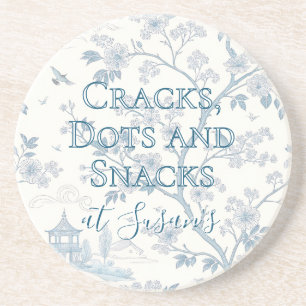 Blue Toile Custom Mahjong Personalized Coaster