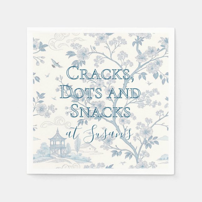 Blue Toile Custom Mahjong Personalized Napkins (Front)