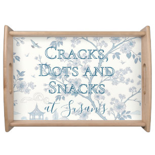 Blue Toile Custom Mahjong Personalized Serving Tray