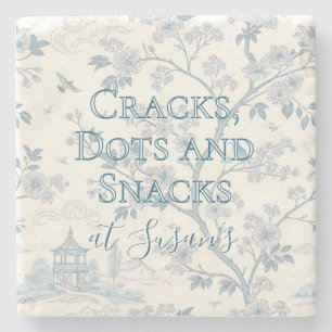 Blue Toile Custom Mahjong Personalized Stone Coaster