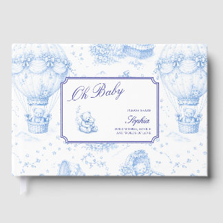 Blue Toile de Jouy Baby Shower Guest Book