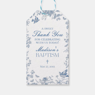 Blue Toile De Jouy Baptism Favors Gift Tags