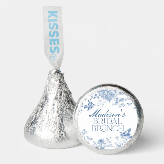 Blue Toile De Jouy Bridal Brunch Favor Dessert (Front)