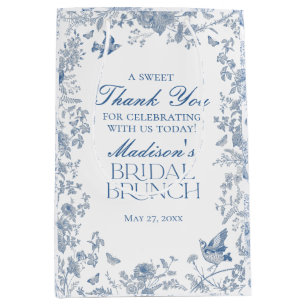 Blue Toile De Jouy Bridal Brunch Favors Medium Gift Bag