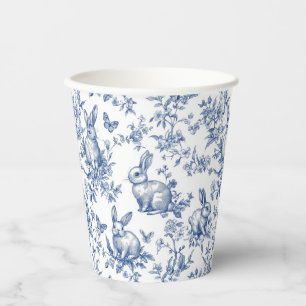 Blue Toile De Jouy Easter Bunny Paper Cups