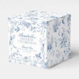 Blue Toile De Jouy Floral Birthday Party Favor Box