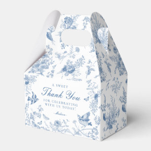 Blue Toile De Jouy Floral Dessert Favor Boxes