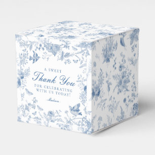 Blue Toile De Jouy Floral Dessert Favor Boxes