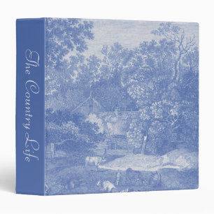 Blue Toile de Jouy French Country Shabby Elegance 3 Ring Binder