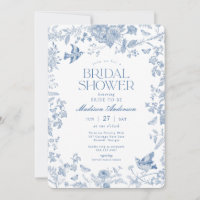 Blue Toile De Jouy French Floral Bridal Shower