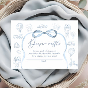 Blue Toile De Jouy Nursery Diaper Raffle Ticket Enclosure Card