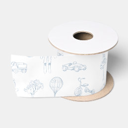 Blue Toile de Jouy Nursery  Satin Ribbon
