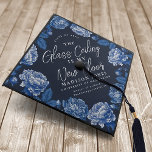 Blue Toile De Jouy Peony Glass Ceiling  Graduation Cap Topper<br><div class="desc">Celebrate your graduation with this design that features the words "The glass ceiling is new my floor" in an elegant blue Toile De Jouy inspired design with peony flowers.</div>